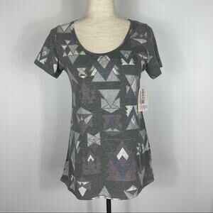 Lularoe Classic T Womens Shirt Scoop Neck High Low Southwest Gray XXS NEW